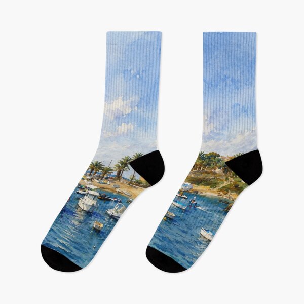 Item preview, Tabarca Island in Watercolor - Port and Mediterranean Sea designed and sold by Miradas del Mundo.