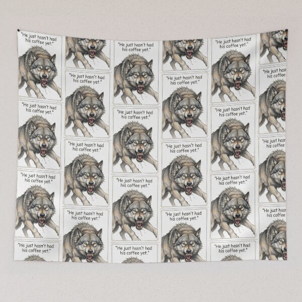 Item preview, "He just hasn't had his coffee yet" - Angry Wolf designed and sold by SarcasmAndSpite.