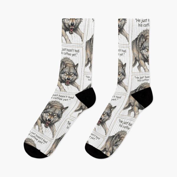 Item preview, "He just hasn't had his coffee yet" - Angry Wolf designed and sold by SarcasmAndSpite.