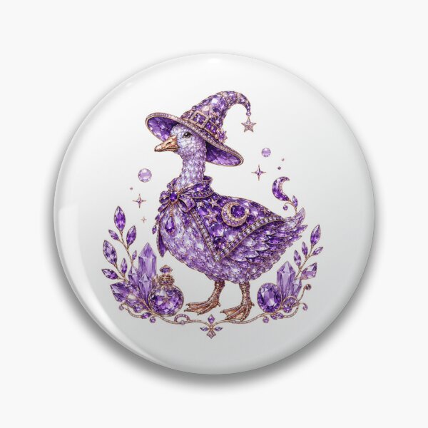 Item preview, Whimsical Jewel Witchy Goose Amethyst Crystal Wizard Goose Spooky Cottagecore Halloween Art designed and sold by Yellowriversss.