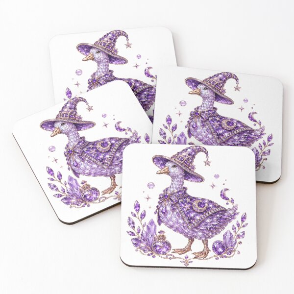 Item preview, Whimsical Jewel Witchy Goose Amethyst Crystal Wizard Goose Spooky Cottagecore Halloween Art designed and sold by Yellowriversss.