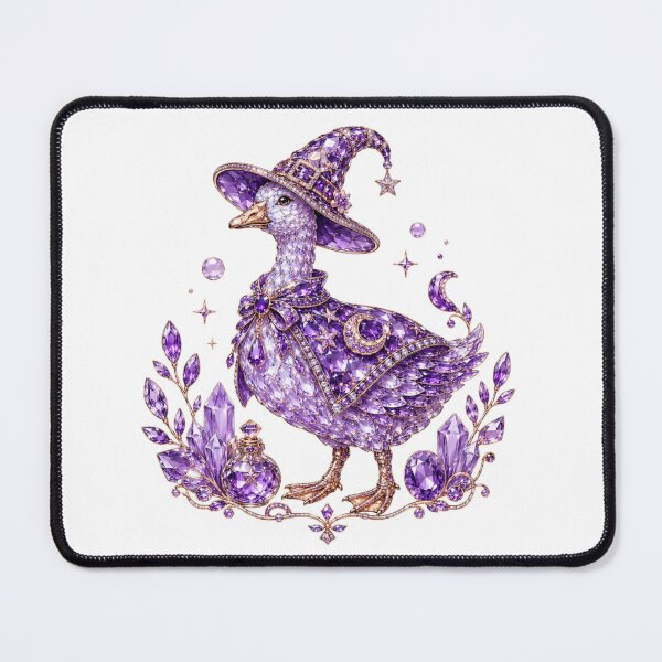 Item preview, Whimsical Jewel Witchy Goose Amethyst Crystal Wizard Goose Spooky Cottagecore Halloween Art designed and sold by Yellowriversss.