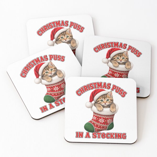 Item preview, Christmas Puss in a Stocking – Cute Holiday Kitten designed and sold by LnsCreations.
