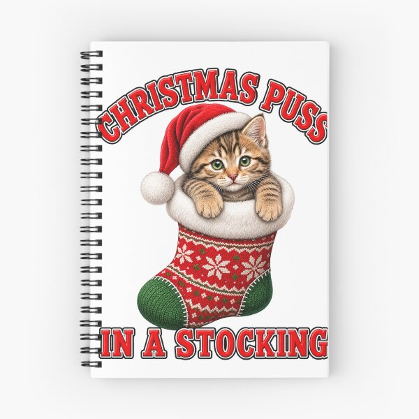 Item preview, Christmas Puss in a Stocking – Cute Holiday Kitten designed and sold by LnsCreations.