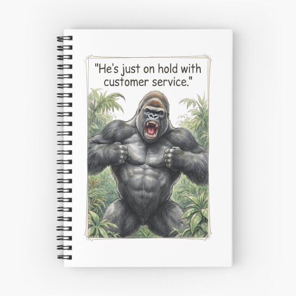 Item preview, "He's just on hold with customer service" - Enraged Silverback designed and sold by SarcasmAndSpite.