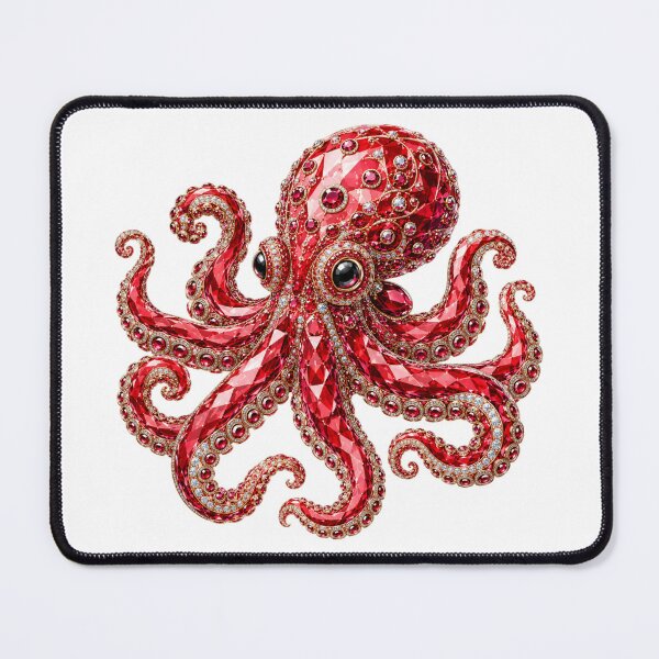 Item preview, Whimsical Jeweled Octopus Crystal Ruby Kraken Art Luxury Maximalist Sea Creature designed and sold by Yellowriversss.