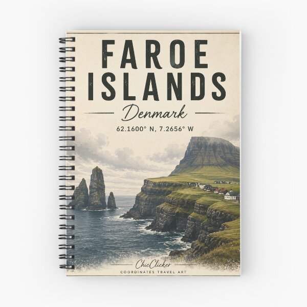 Item preview, Faroe Islands Vintage Travel Poster – Nordic Cliffs & Ocean designed and sold by ChicClicker.