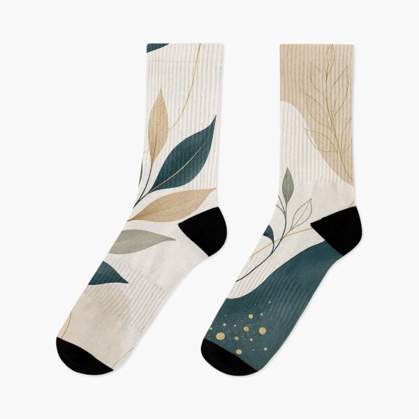 Item preview, Botanical Elegance – Teal, Sage & Gold Abstract Leaf Pattern designed and sold by Punch-E415.