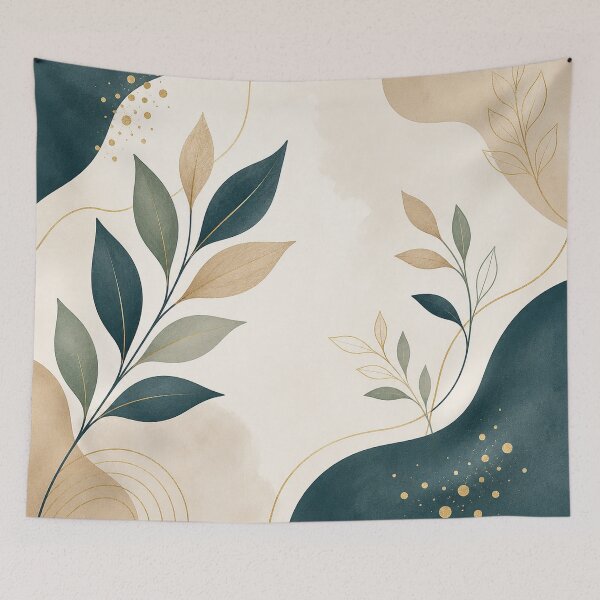 Item preview, Botanical Elegance – Teal, Sage & Gold Abstract Leaf Pattern designed and sold by Punch-E415.