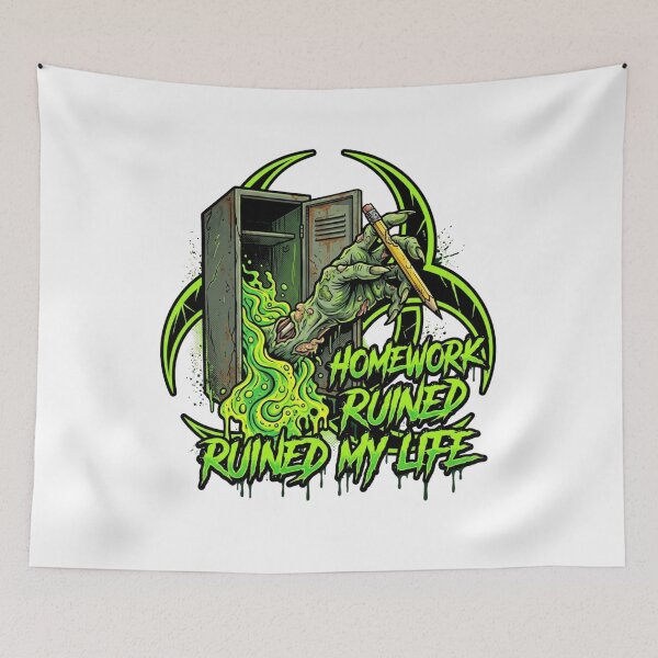 Item preview, Homework Ruined My Life Toxic Sludge Biohazard Zombie Hand T-Shirt designed and sold by KreatoLab.