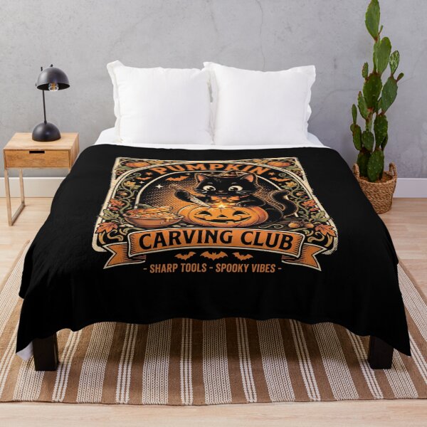 Item preview, Vintage Black Cat Pumpkin Carving Club Funny Spooky Halloween designed and sold by AdyKurniawan.