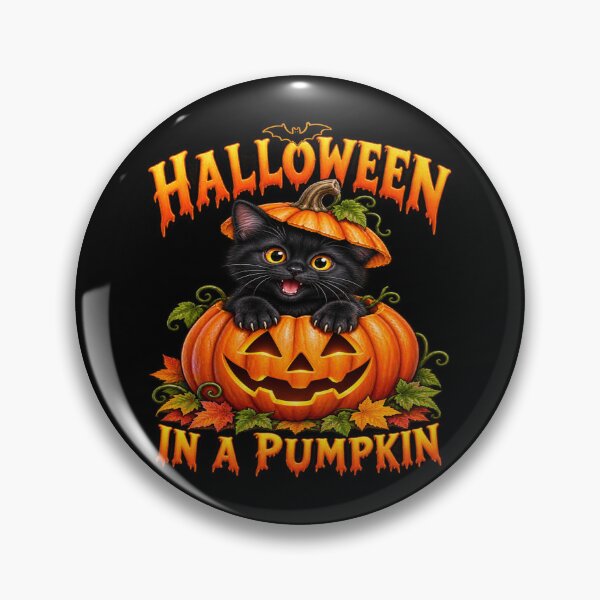 Item preview, Halloween Puss in a Pumpkin – Cute Black Kitten designed and sold by LnsCreations.