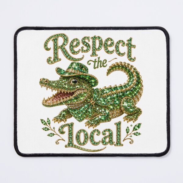 Item preview, Respect The Local Whimsical Jeweled Alligator Cowboy Green Crystal Gator Art designed and sold by Yellowriversss.