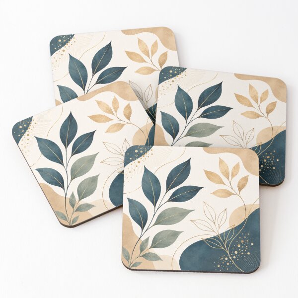Item preview, Botanical Elegance – Navy, Sage & Gold Abstract Floral Design designed and sold by Punch-E415.
