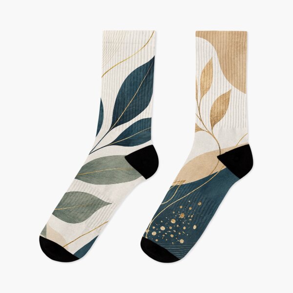 Item preview, Botanical Elegance – Navy, Sage & Gold Abstract Floral Design designed and sold by Punch-E415.