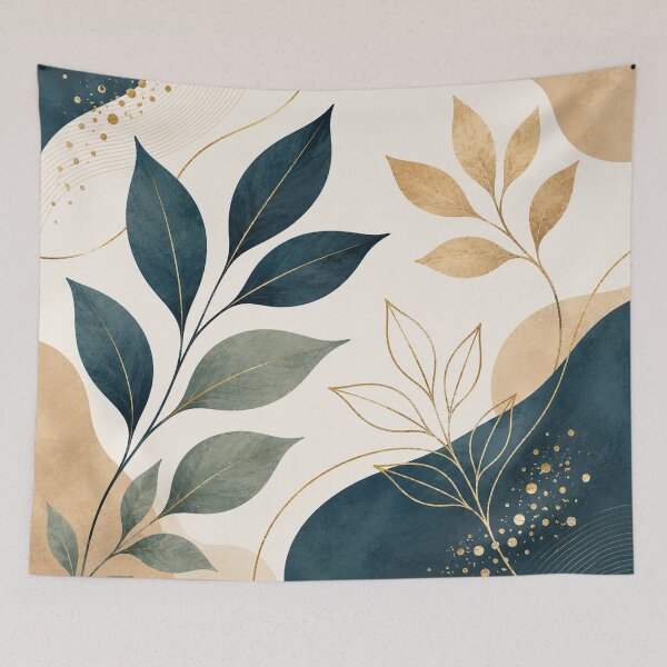 Item preview, Botanical Elegance – Navy, Sage & Gold Abstract Floral Design designed and sold by Punch-E415.