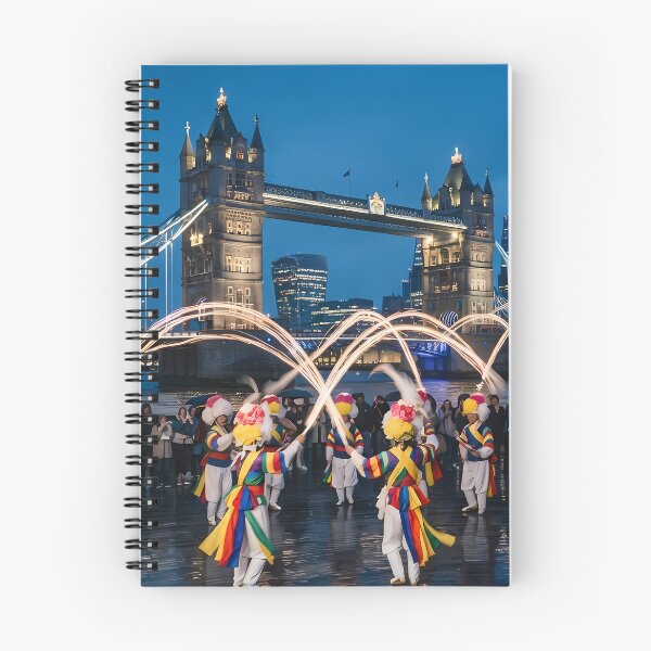Item preview, Korean Traditional Pungmul Nori & Sangmo Fireworks at London Tower Bridge Night Art Print, Cultural Fusion Design designed and sold by SOOstudio73.