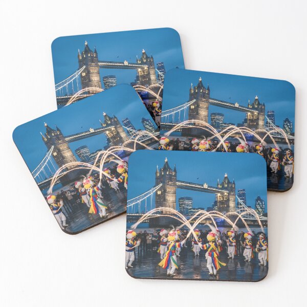Item preview, Korean Traditional Pungmul Nori & Sangmo Fireworks at London Tower Bridge Night Art Print, Cultural Fusion Design designed and sold by SOOstudio73.