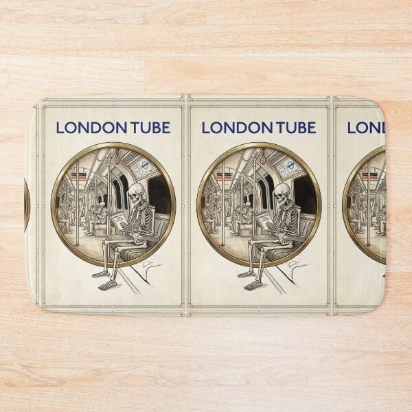 Item preview, London tube, London commuting, underground poster sketch,  skeletons on underground  designed and sold by Coolparrotgirl.