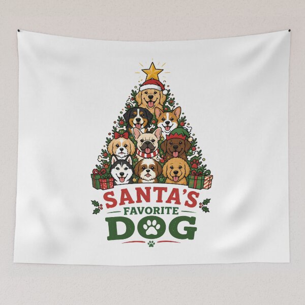 Item preview, Santa's Favorite Dog Cute Dog Christmas Tree Holiday Design designed and sold by LiviuGligoros.