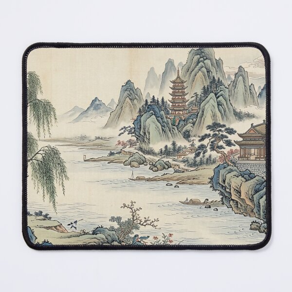 Item preview, Vintage Chinoiserie Mountain & River Flow through designed and sold by PixDezines.