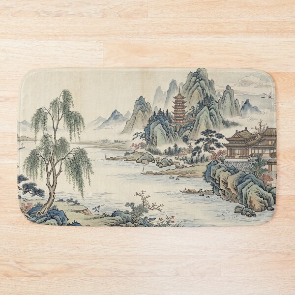 Item preview, Vintage Chinoiserie Mountain & River Flow through designed and sold by PixDezines.