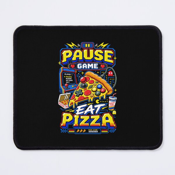 Item preview, Pause Game Eat Pizza Retro 80s Gamer Foodie Typography designed and sold by RAS-77.