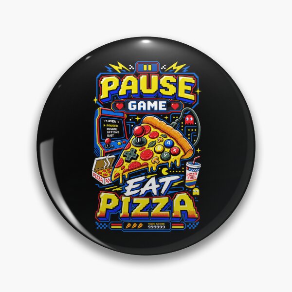Item preview, Pause Game Eat Pizza Retro 80s Gamer Foodie Typography designed and sold by RAS-77.