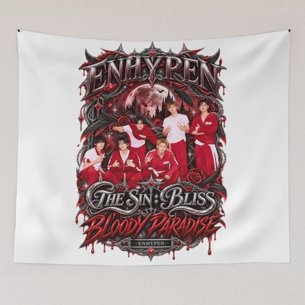 Item preview, ENHYPEN Bloody Paradise Red Tracksuit Group Photo designed and sold by Valeree Store.