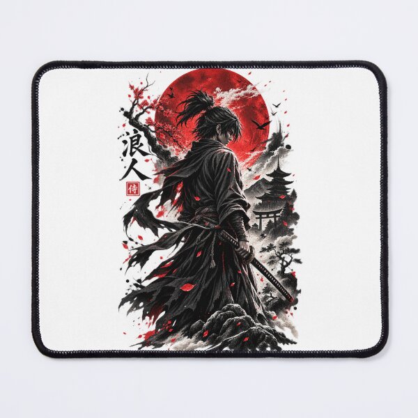 Item preview, Dark Samurai Red Moon – Japanese Warrior T-Shirt designed and sold by Shahjiar Shop.