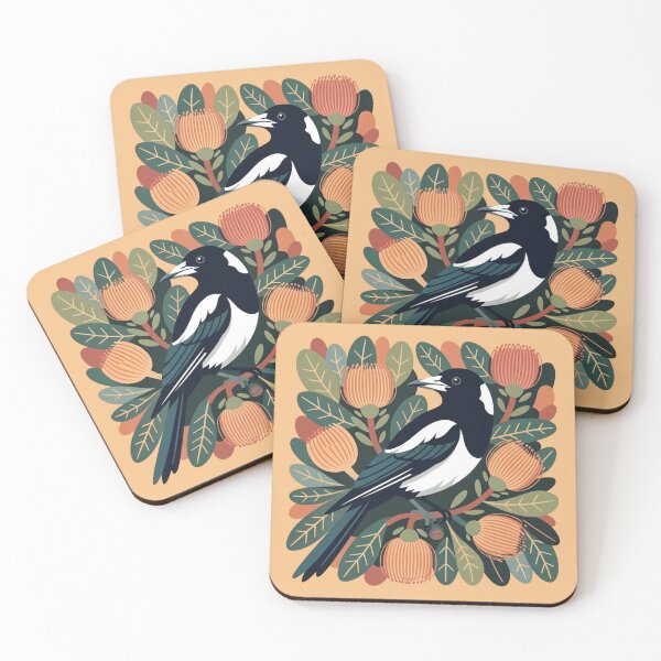 Item preview, Modern Folklore Magpie with Banksia – Australian Botanical Wall Art designed and sold by Wennebabs.