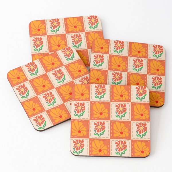 Item preview, Retro Checkered Pattern with Groovy Flowers designed and sold by shazdesign24.