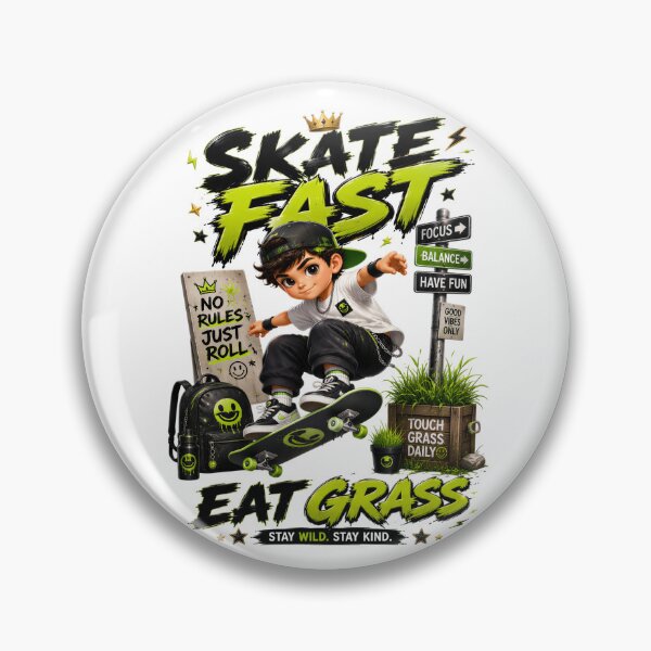 Item preview, Skate Fast Eat Grass Skater Kid School Ready designed and sold by KLERIKSTORE.