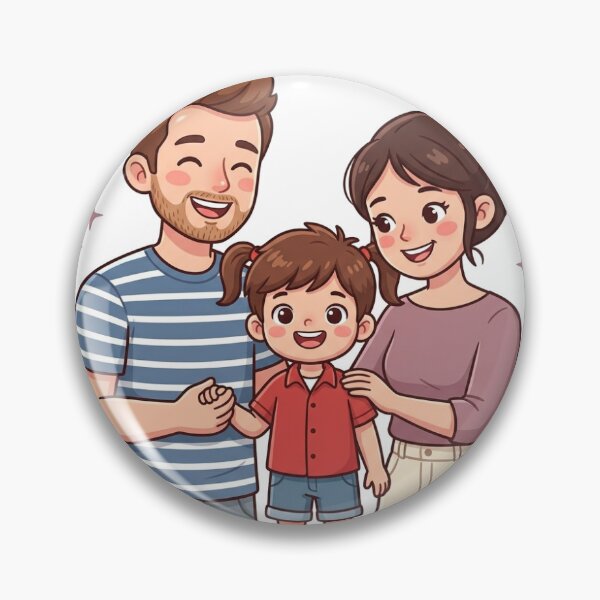 Item preview, Cute Family of Three Vector Art, Happy Parents and Daughter, Kawaii Character Design designed and sold by KaleeDesigns.