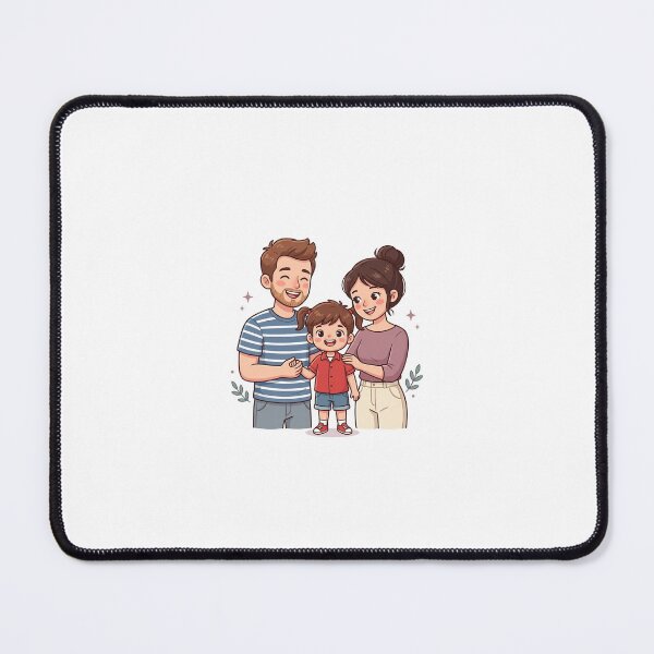 Item preview, Cute Family of Three Vector Art, Happy Parents and Daughter, Kawaii Character Design designed and sold by KaleeDesigns.