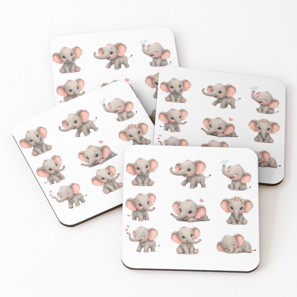 Item preview, Cute Baby Elephant Safari Floral Pink Hearts Aesthetic Sticker Sheet designed and sold by Rehnair.
