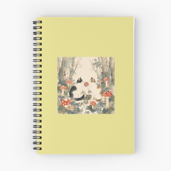 Item preview, Dos gatos compartiendo una rosquilla — Arte del bosque de setas Nihonga designed and sold by derideriworks.