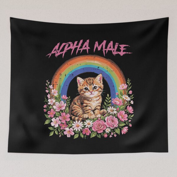 Item preview, Alpha Male Kitten Rainbow Flowers Funny Cat Meme designed and sold by ocustdaleman.