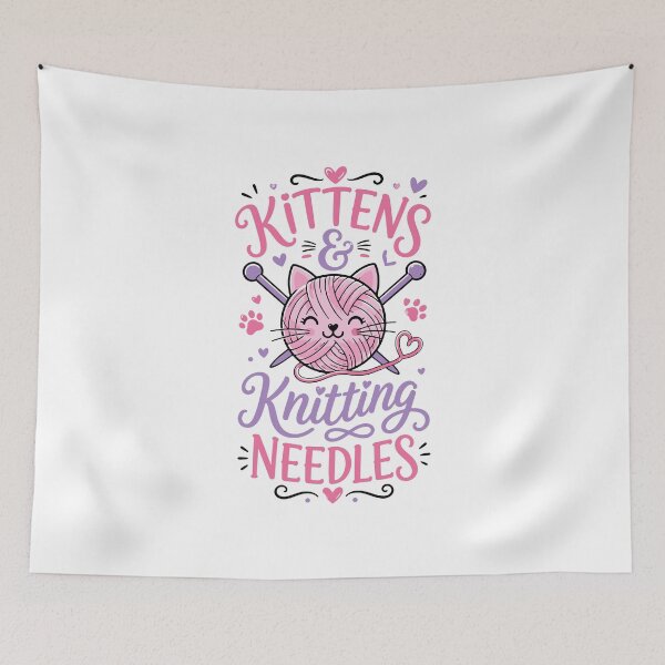 Item preview, Kittens And Knitting Needles Funny Cat Crafting Typography designed and sold by RAS-77.