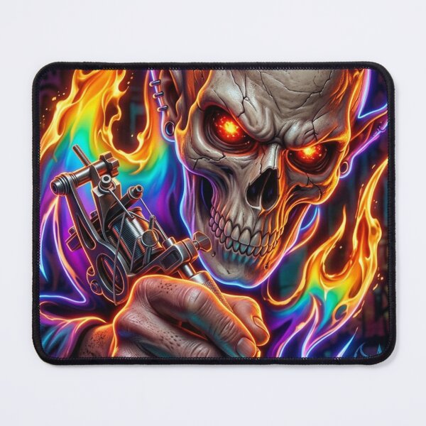 Item preview, Fiery Skull Holding Tattoo Machine designed and sold by kiwiartyfarty.
