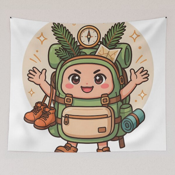 Item preview, Cute Kawaii Adventure Backpack Camping Sticker designed and sold by ChibiPCStudio.