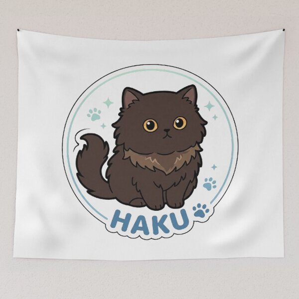 Item preview, Cute Black Fluffy Cat Custom Name HAKU designed and sold by PetalsPaws.