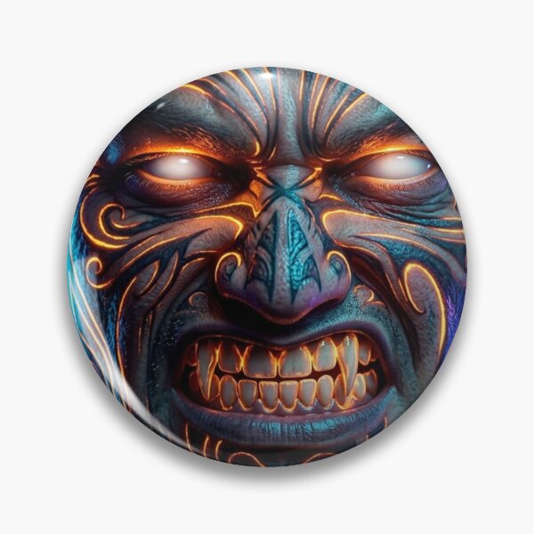 Item preview, Futuristic Neon Maori Tribal Face designed and sold by kiwiartyfarty.