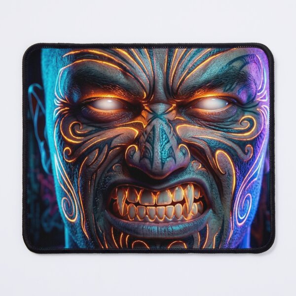 Item preview, Futuristic Neon Maori Tribal Face designed and sold by kiwiartyfarty.