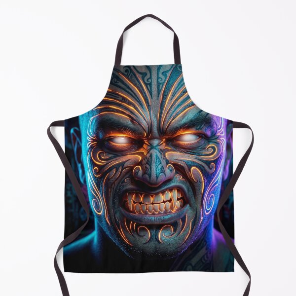 Item preview, Futuristic Neon Maori Tribal Face designed and sold by kiwiartyfarty.