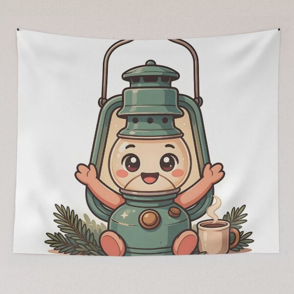 Item preview, Cute Kawaii Vintage Lantern Camping Coffee Sticker designed and sold by ChibiPCStudio.