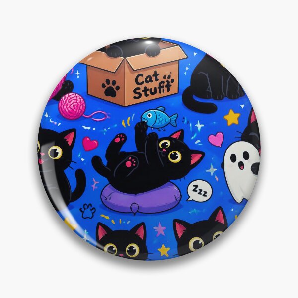 Item preview, Cute Black Cat Adventures – Funny Kawaii Cat Pattern designed and sold by IMuDesigner.