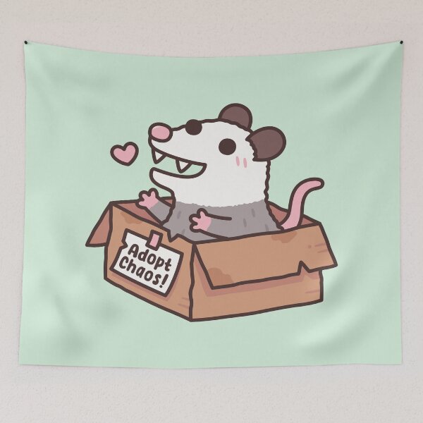 Item preview, Adopt Chaos Funny Cute Opossum in Cardboard Box designed and sold by rustydoodle.
