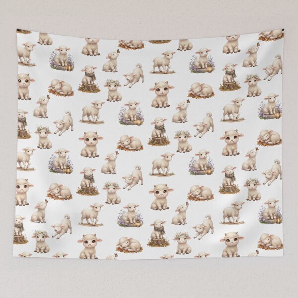 Item preview, Cute Baby Sheep Lamb Flower Crown Autumn Aesthetic Sticker Sheet designed and sold by Rehnair.