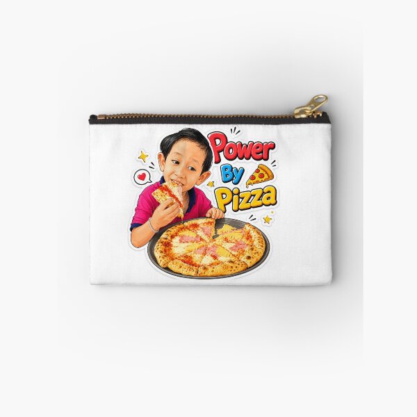 Item preview, Power By Pizza, Cute Cartoon Boy Cheesy Pizza Lover Sticker designed and sold by BlossoraStudio.